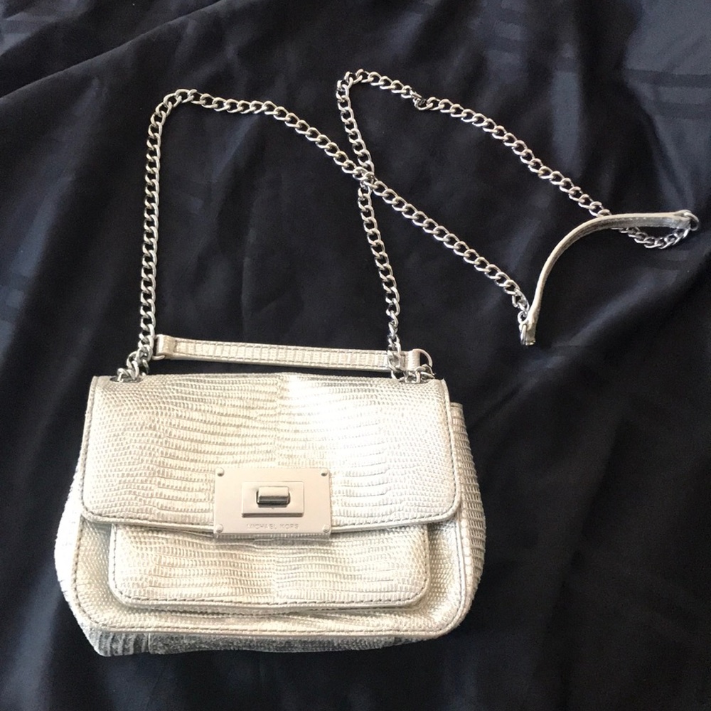 Authentic Michael Kors silver crossbody